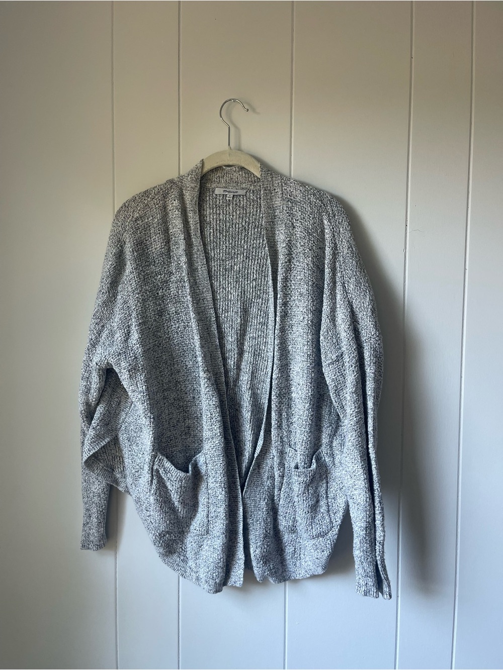 Madewell Light Gray Open-Front Knit Cardigan